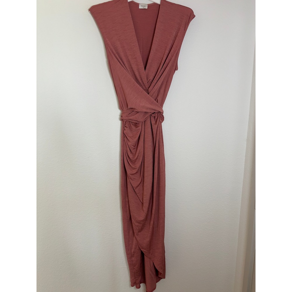 Sheike Rose Pink Slub Knit Wrap Maxi Dress Sleeveless V-Neck Size 14